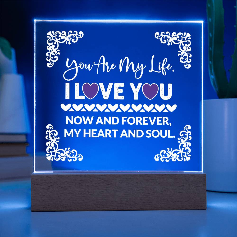 You Are My Life Printed Square Shaped Acrylic Plaque-Express Your Love Gifts
