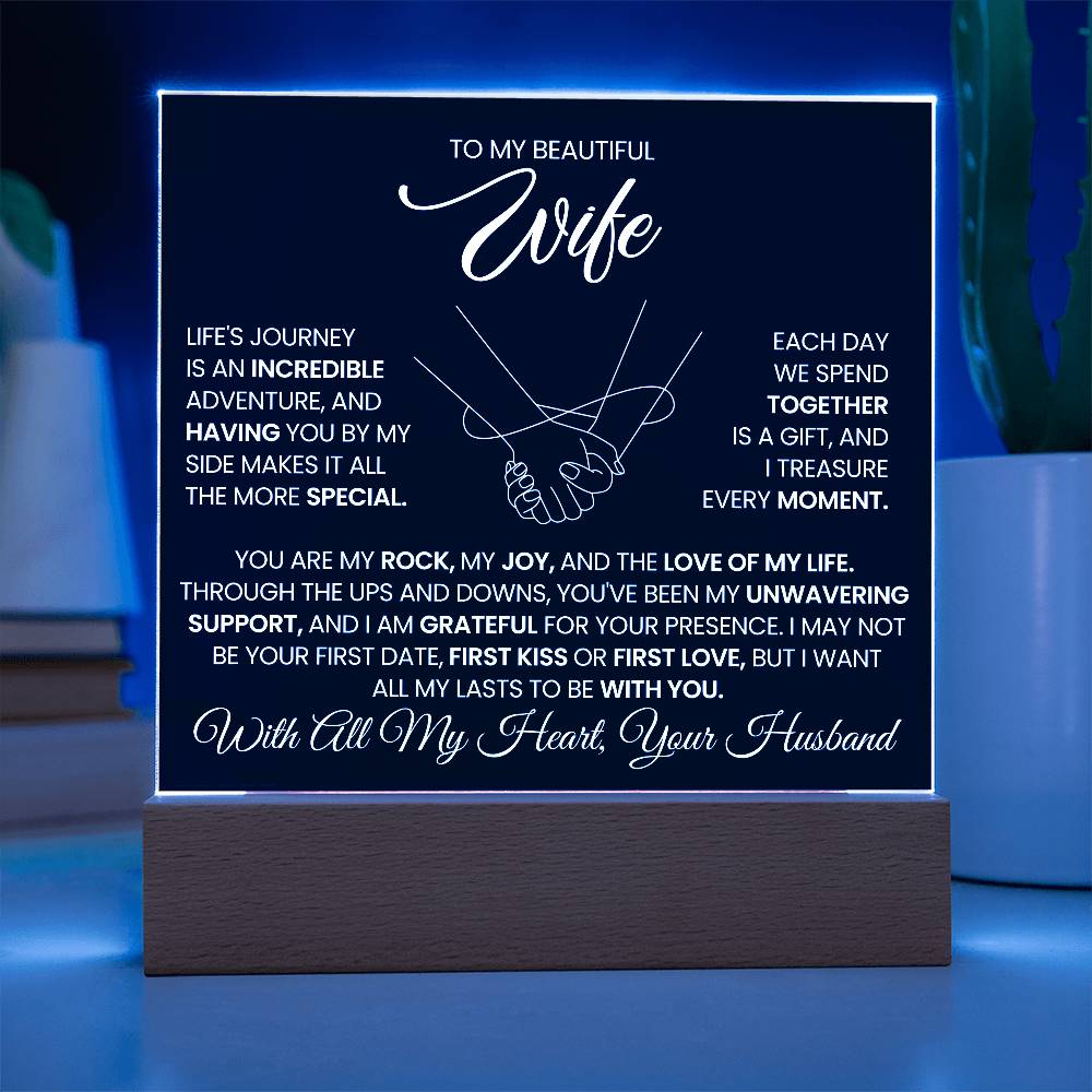 To My Wife You Are My Rock Printed Square Shaped Acrylic Plaque-Express Your Love Gifts