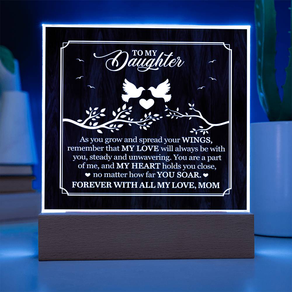 Personalized To My Daughter From Mom My Love Printed Square Shaped Acrylic Plaque-Express Your Love Gifts