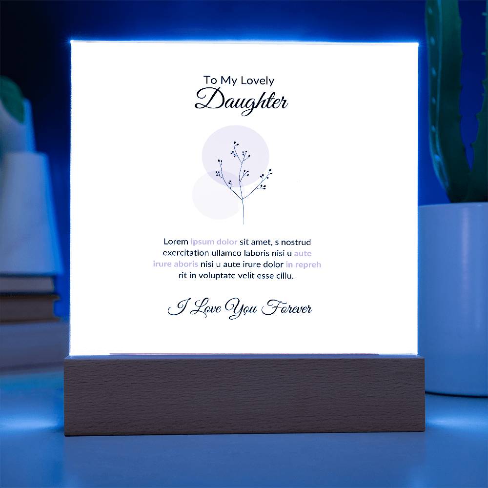 To My Daughter Lorem Ipsum Baloon Printed Square Shaped Acrylic Plaque-Express Your Love Gifts
