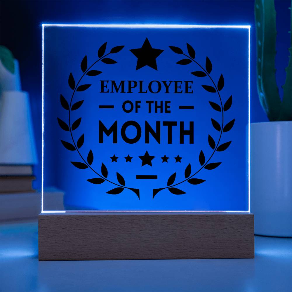 Employee Of The Month Printed Square Shaped Acrylic Plaque-Express Your Love Gifts