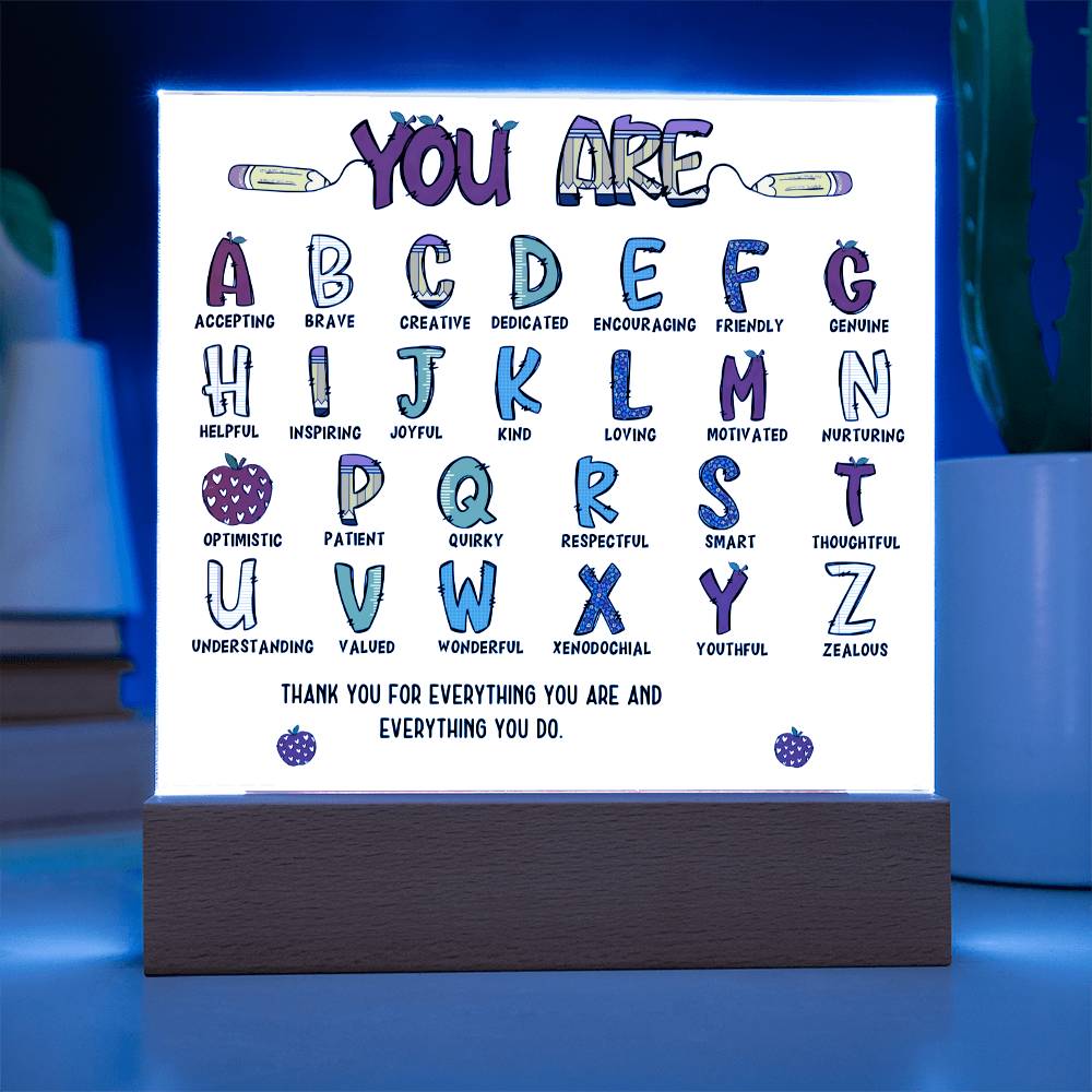 Teacher's ABC Printed Square Shaped Acrylic Plaque-Express Your Love Gifts