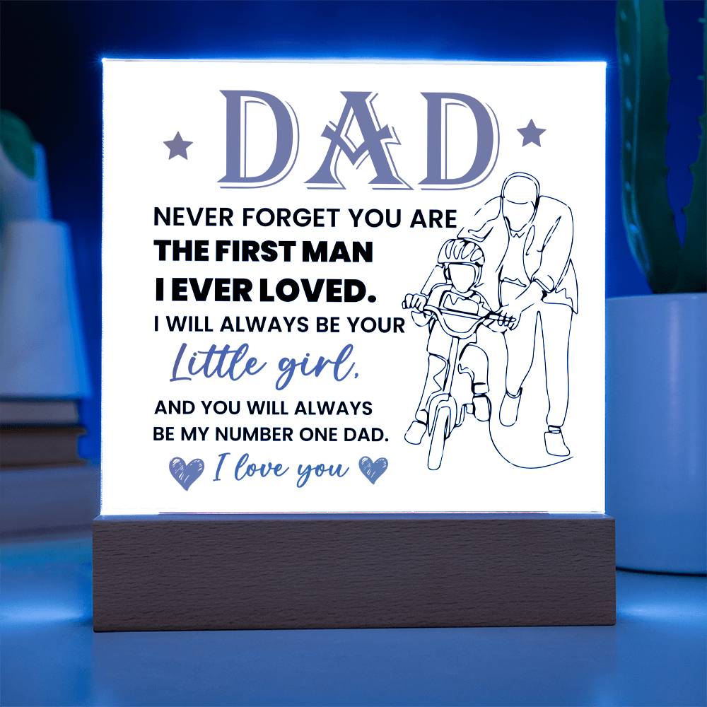 Dad Never Forget Printed Square Shaped Acrylic Plaque-Express Your Love Gifts