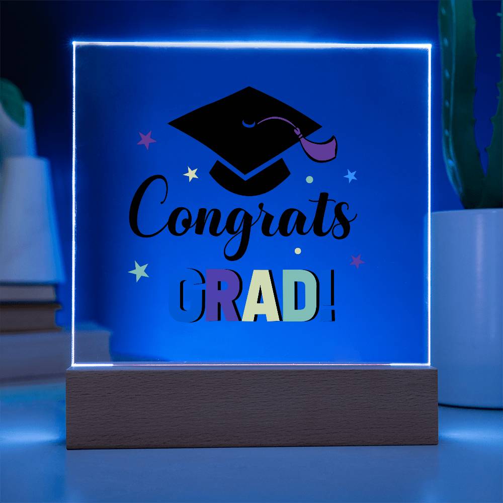 Congrats Grad! Printed Square Shaped Acrylic Plaque-Express Your Love Gifts