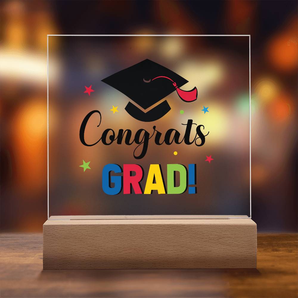 Congrats Grad! Printed Square Shaped Acrylic Plaque-Express Your Love Gifts