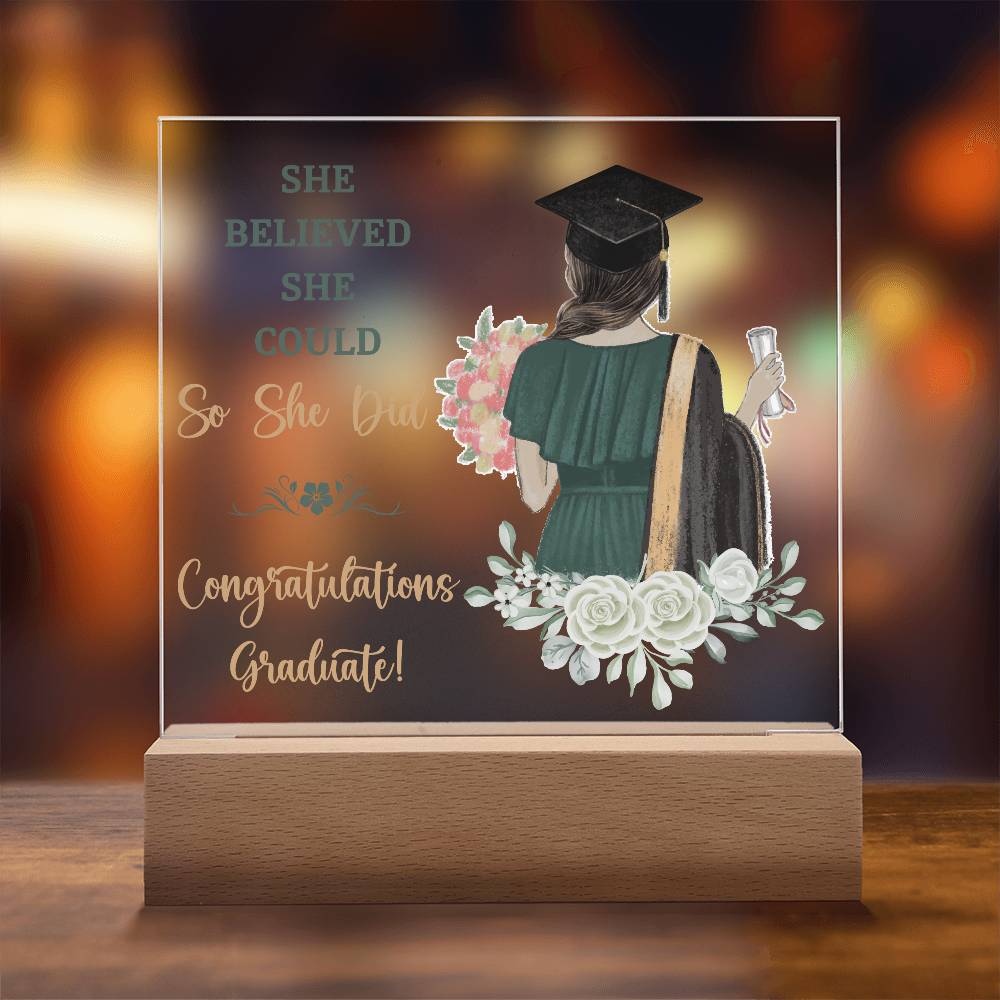 Graduation So She Did Printed Square Shaped Acrylic Plaque-Express Your Love Gifts
