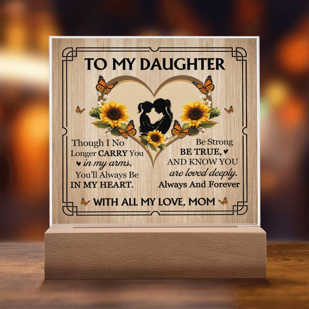 To My Daughter From Mom With All My Love Printed Square Shaped Acrylic Plaque-Express Your Love Gifts