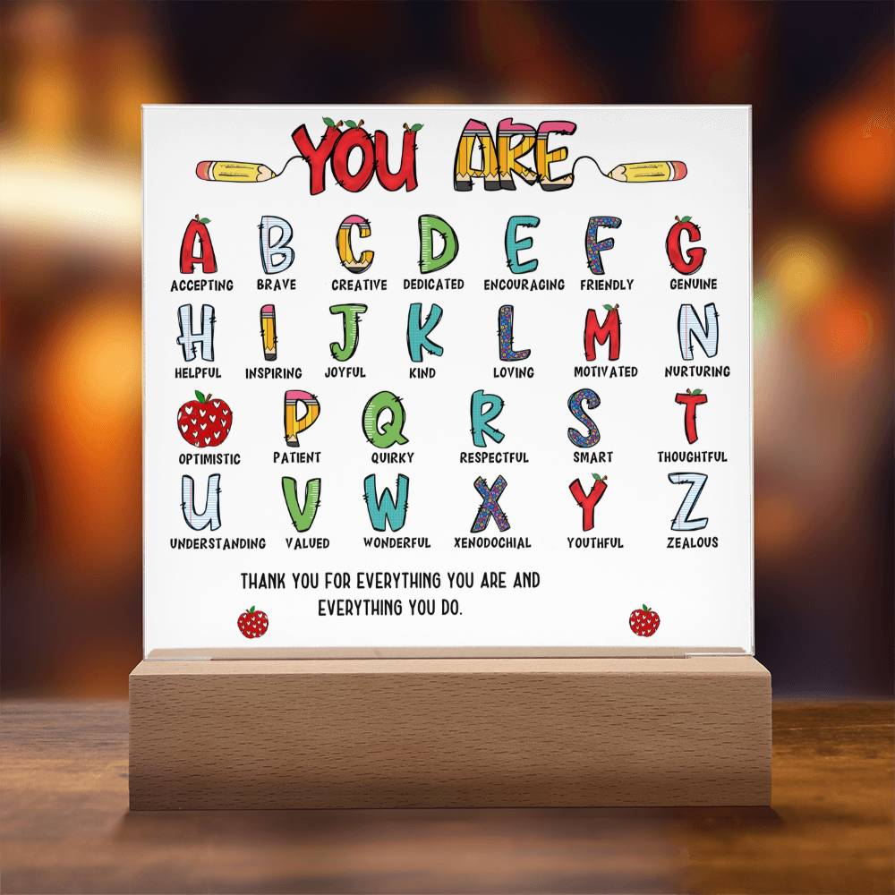 Teacher's ABC Printed Square Shaped Acrylic Plaque-Express Your Love Gifts