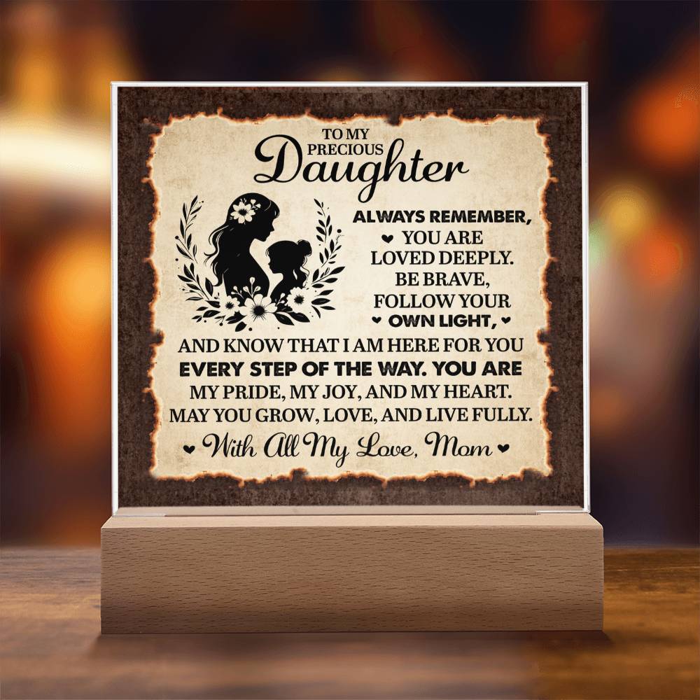 To My Daughter From Mom Always Remember Printed Square Shaped Acrylic Plaque-Express Your Love Gifts