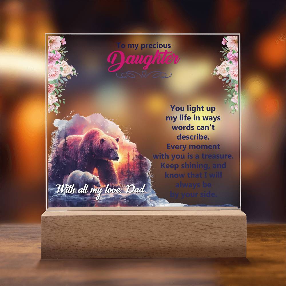 To My Precious Daughter Printed Square Shaped Acrylic Plaque-Express Your Love Gifts