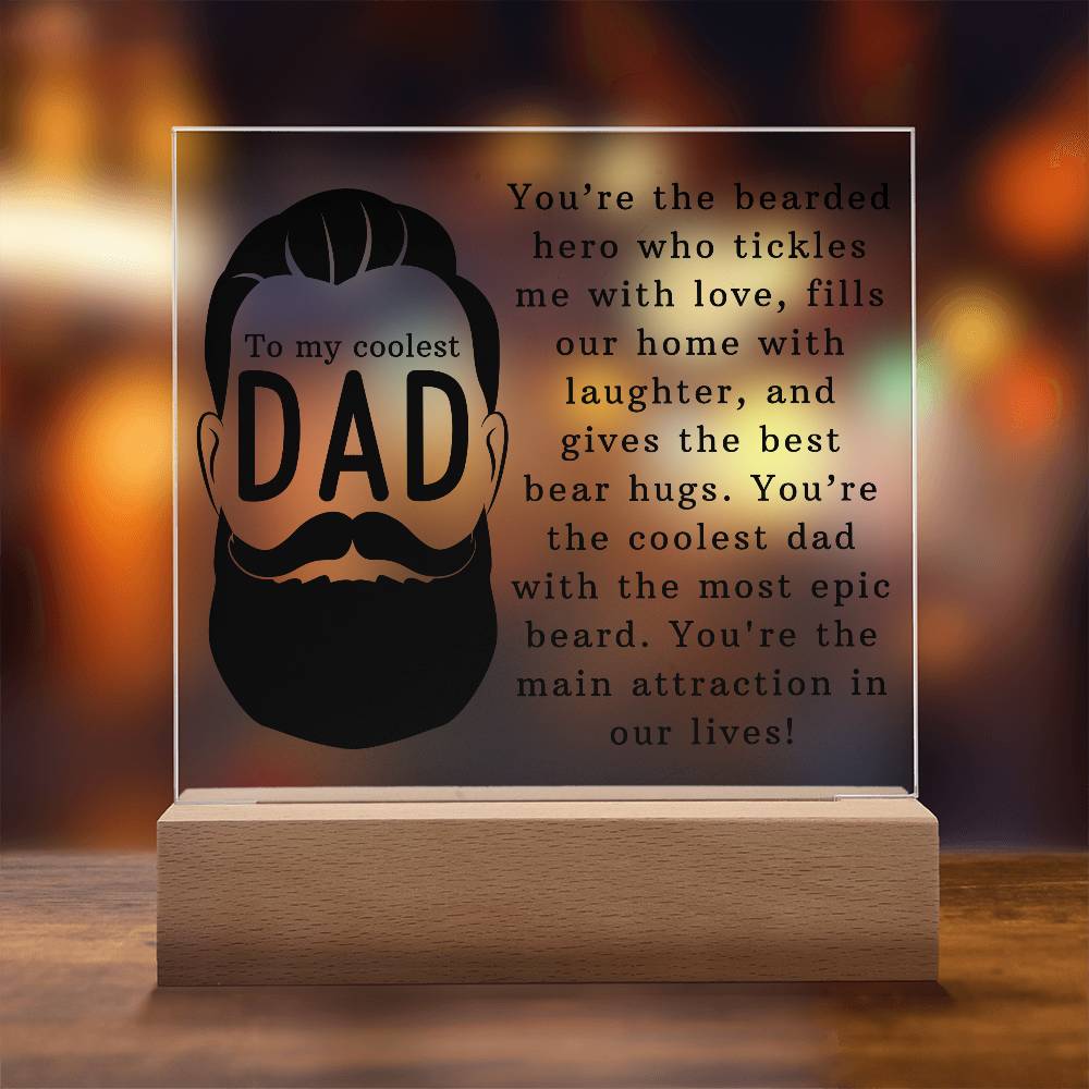 To the Coolest Dad Printed Square Shaped Acrylic Plaque-Express Your Love Gifts