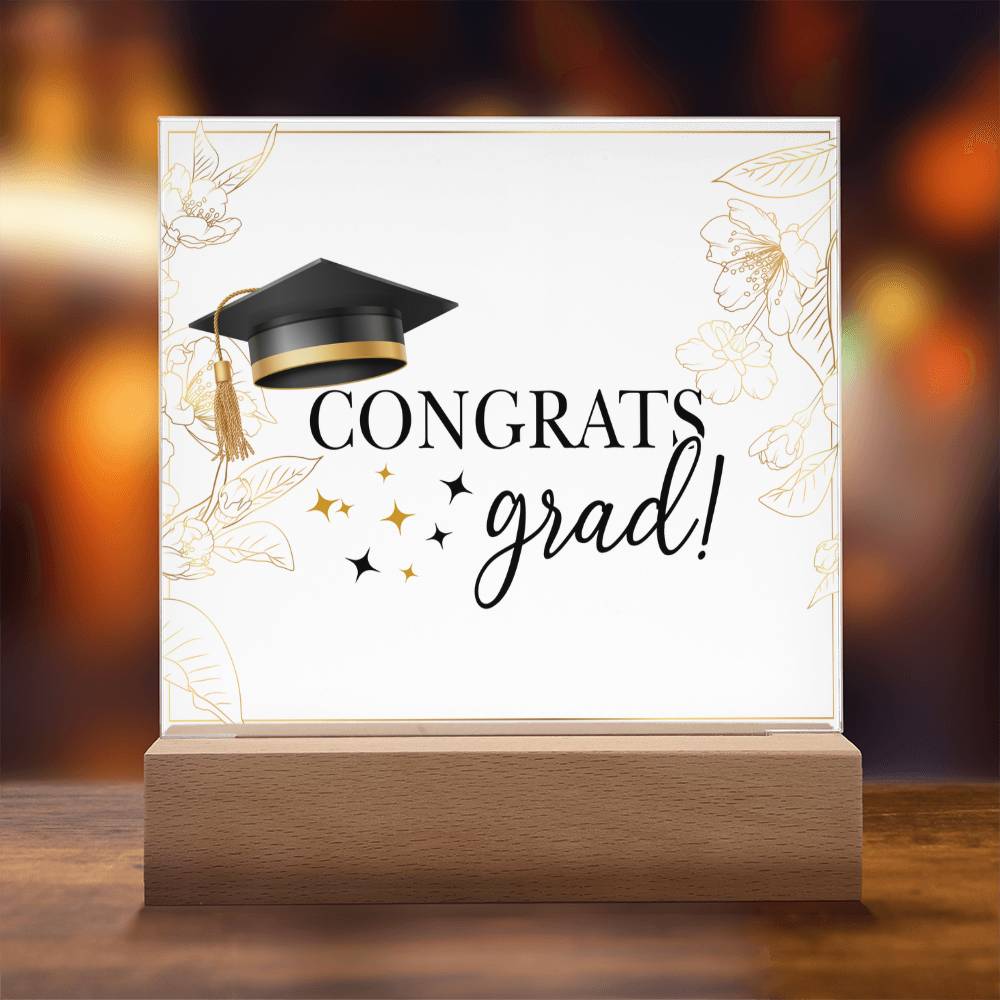 Congrats Grad Printed Square Shaped Acrylic Plaque-Express Your Love Gifts