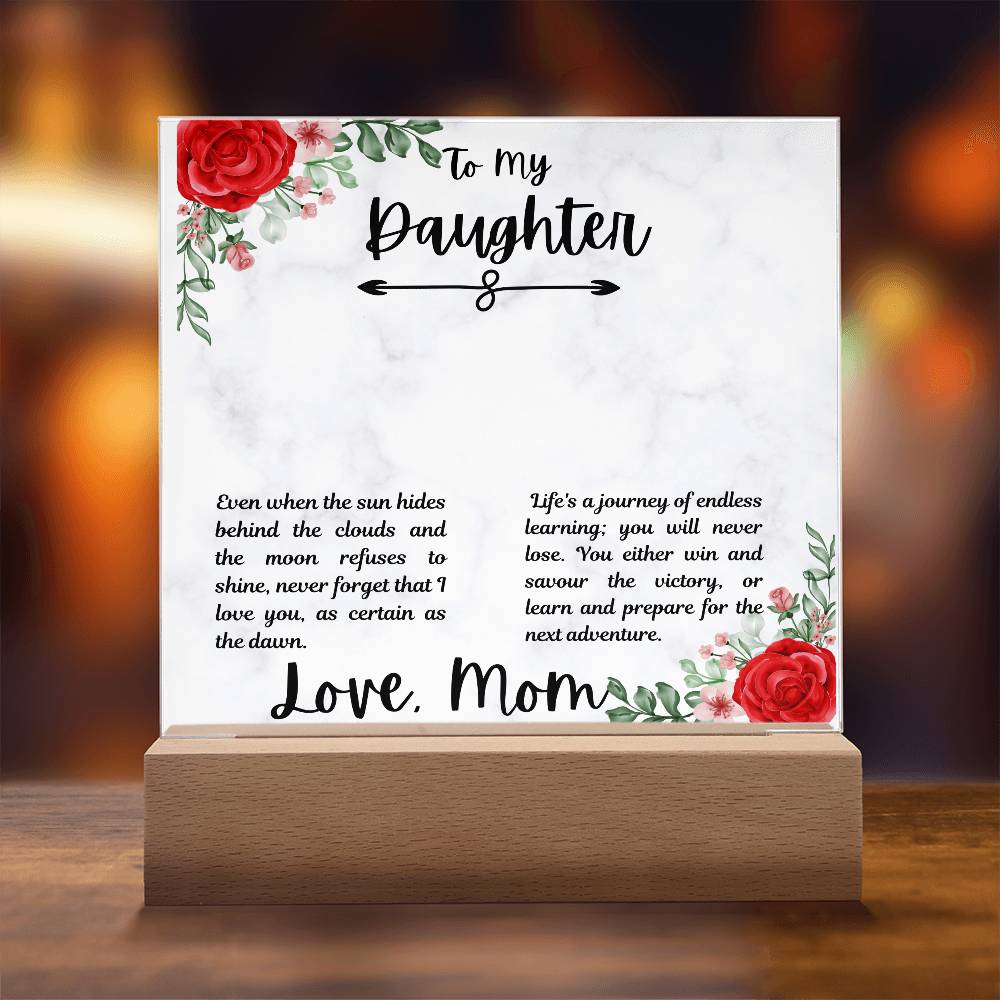To Daughter From Mom Life's a Journey Printed Square Shaped Acrylic Plaque-Express Your Love Gifts