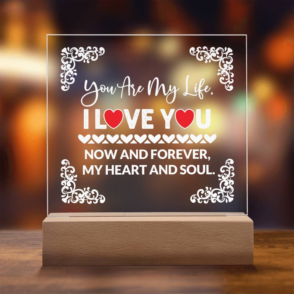 You Are My Life Printed Square Shaped Acrylic Plaque-Express Your Love Gifts