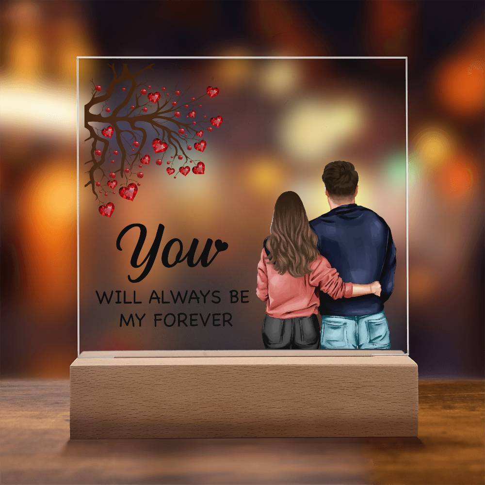 Love My Forever Printed Square Shaped Acrylic Plaque-Express Your Love Gifts