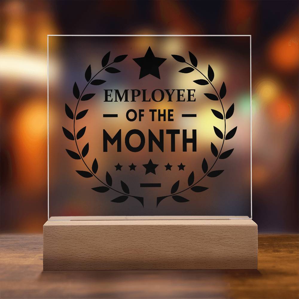 Employee Of The Month Printed Square Shaped Acrylic Plaque-Express Your Love Gifts
