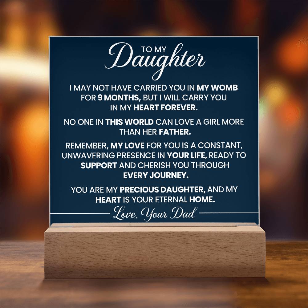 To Daughter From Dad In My Heart Forever Printed Square Shaped Acrylic Plaque-Express Your Love Gifts