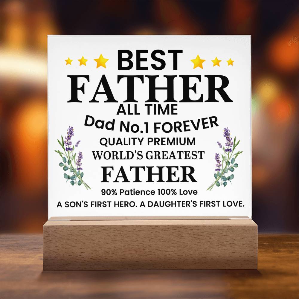 Best Father of All Time Printed Square Shaped Acrylic Plaque-Express Your Love Gifts