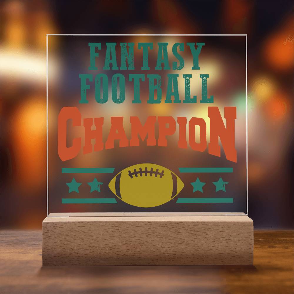 Fantasy Football Champion Printed Square Shaped Acrylic Plaque-Express Your Love Gifts