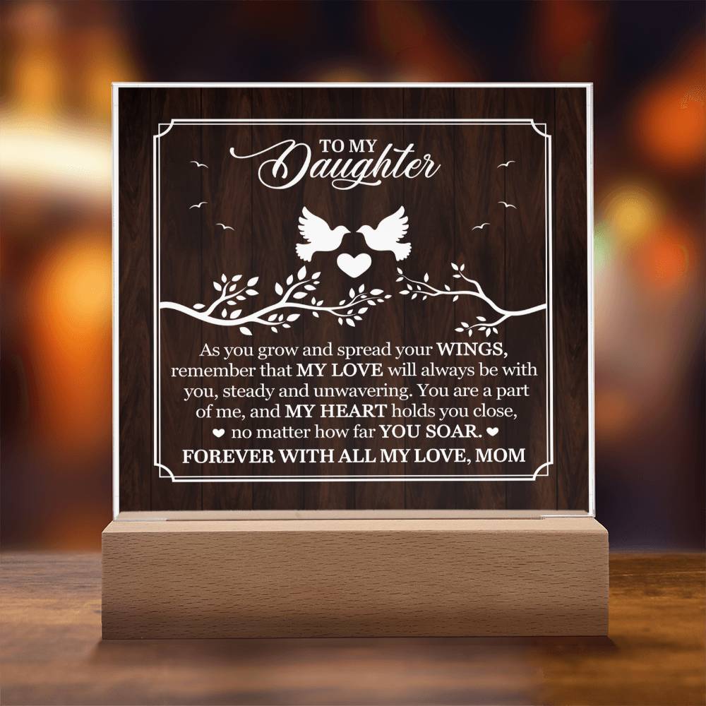 Personalized To My Daughter From Mom My Love Printed Square Shaped Acrylic Plaque-Express Your Love Gifts
