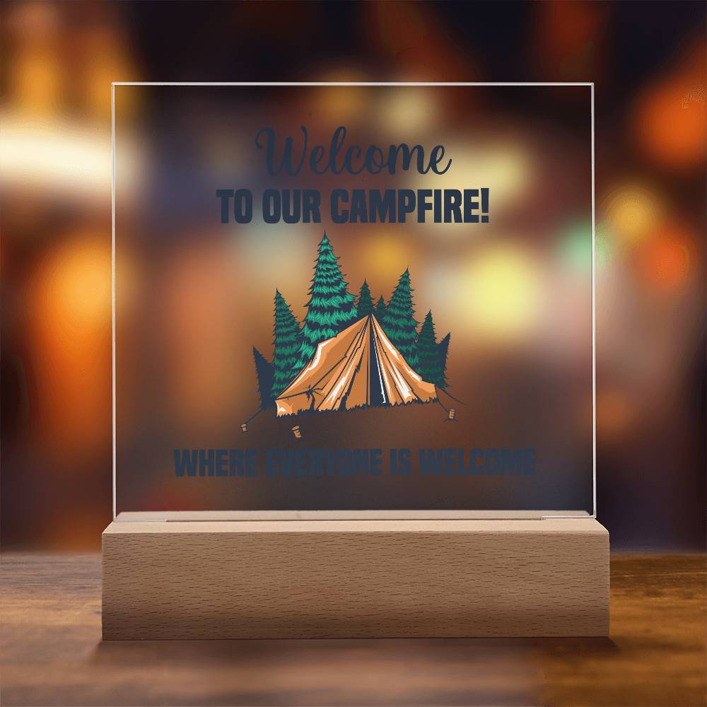 Everyone is Welcome Printed Square Shaped Acrylic Plaque-Express Your Love Gifts