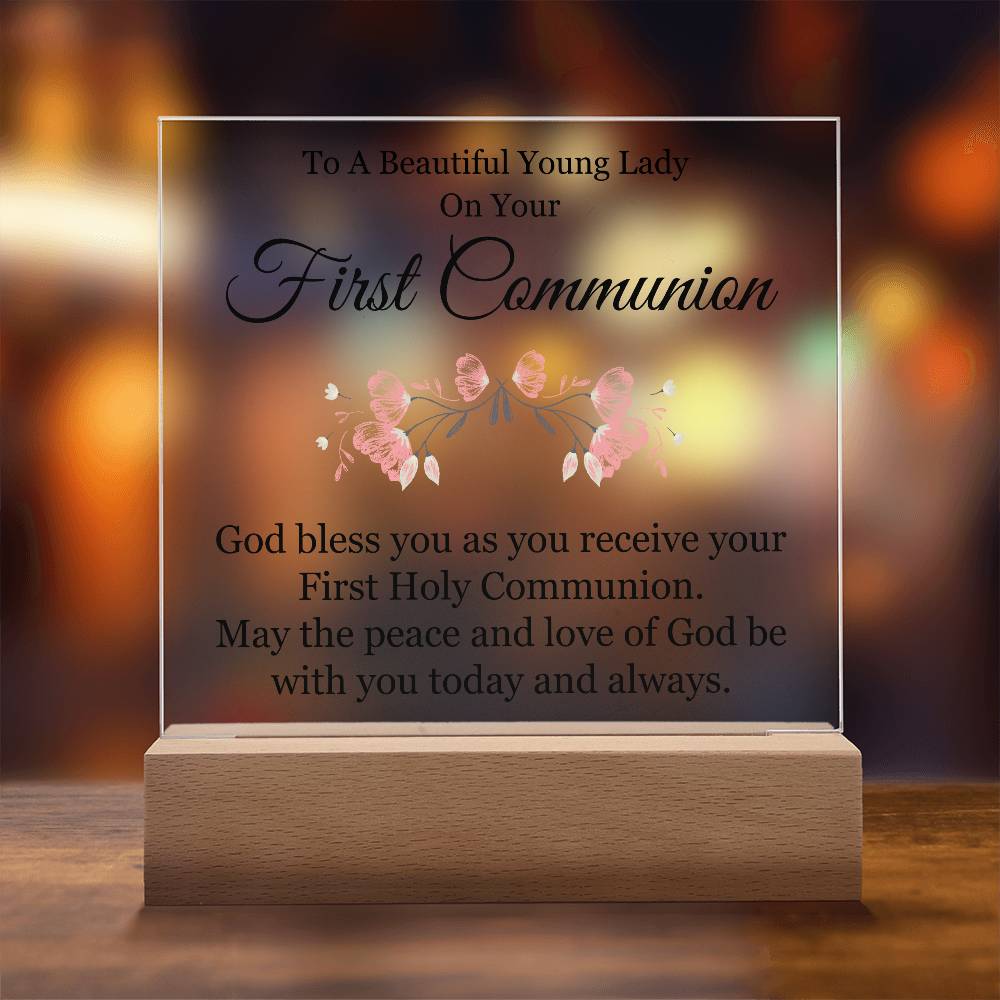 First Communion Printed Square Shaped Acrylic Plaque-Express Your Love Gifts