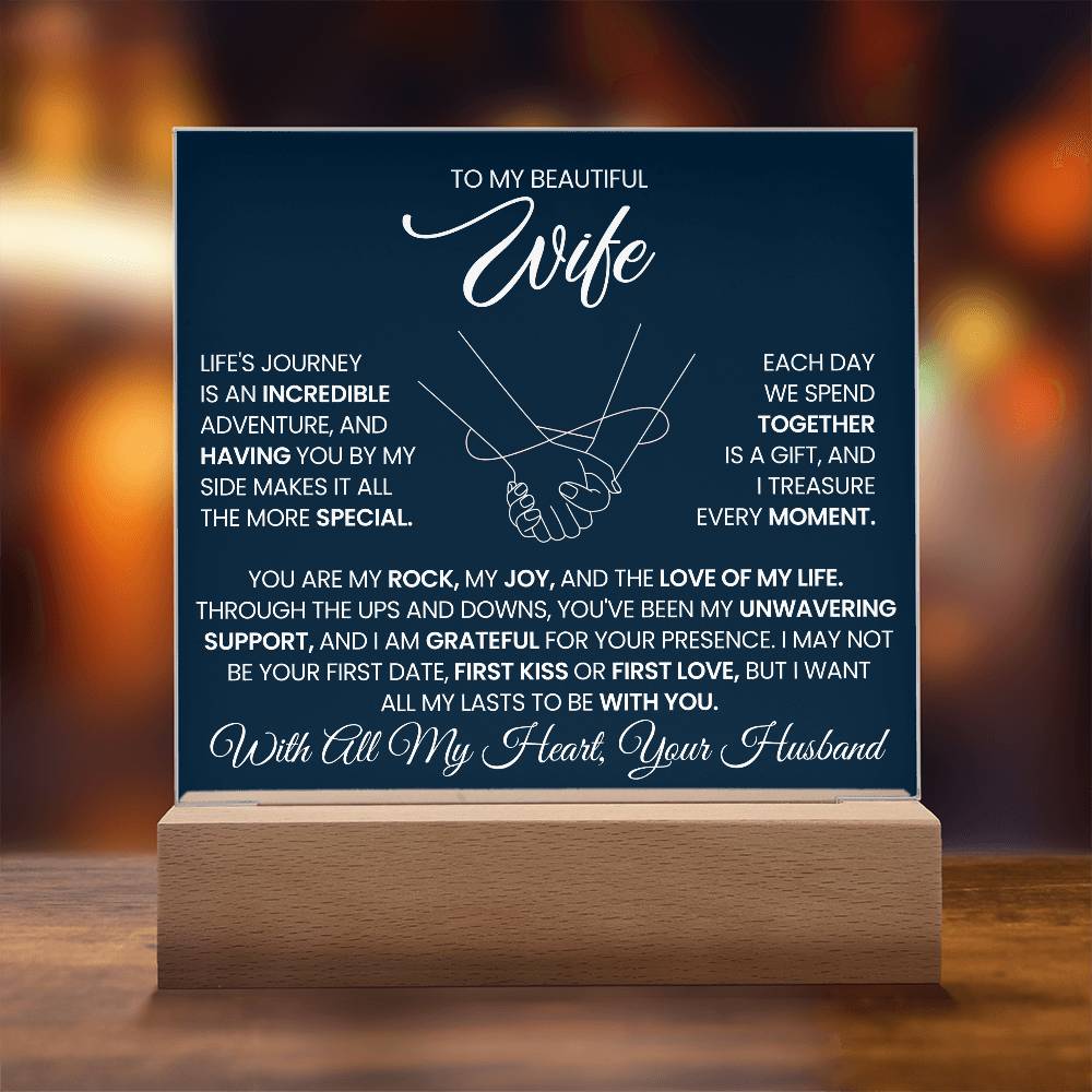 To My Wife You Are My Rock Printed Square Shaped Acrylic Plaque-Express Your Love Gifts