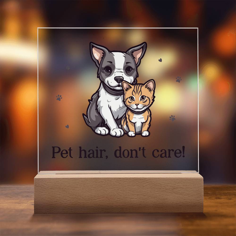 Pet Hair Don't Care! Printed Square Shaped Acrylic Plaque-Express Your Love Gifts