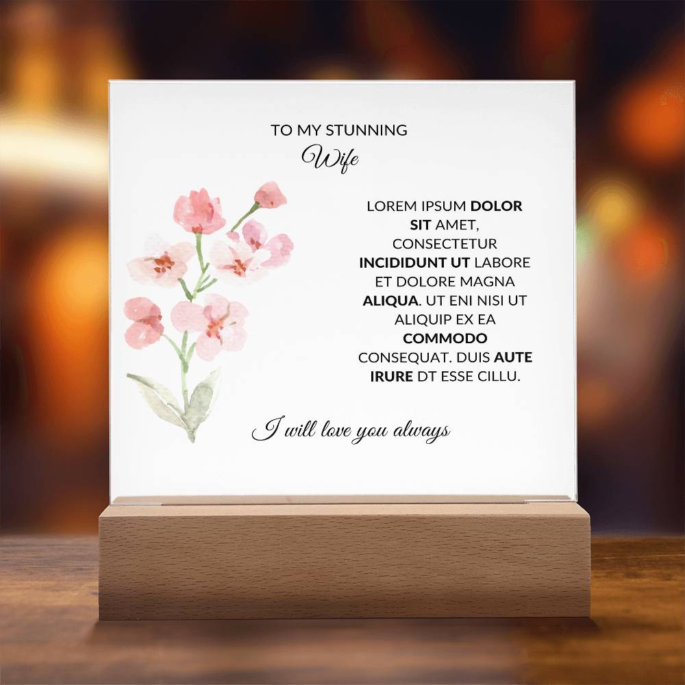 To My Stunning Wife Lorem Ipsum Dolor Printed Square Shaped Acrylic Plaque-Express Your Love Gifts