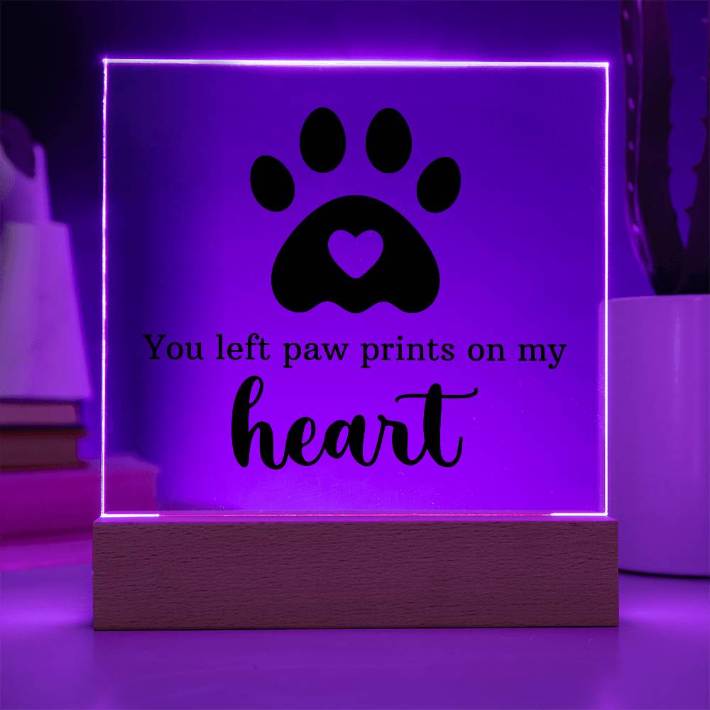 Paw Print Printed Square Shaped Acrylic Plaque-Express Your Love Gifts