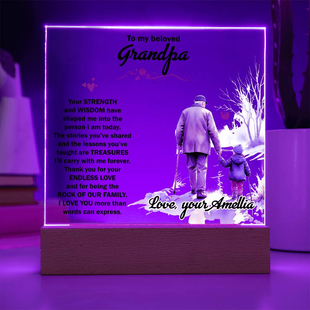 To My Beloved Grandpa Printed Square Shaped Acrylic Plaque-Express Your Love Gifts