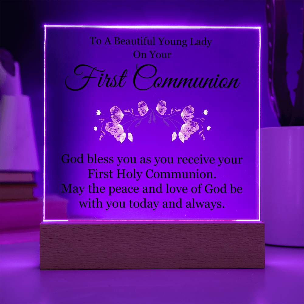 First Communion Printed Square Shaped Acrylic Plaque-Express Your Love Gifts