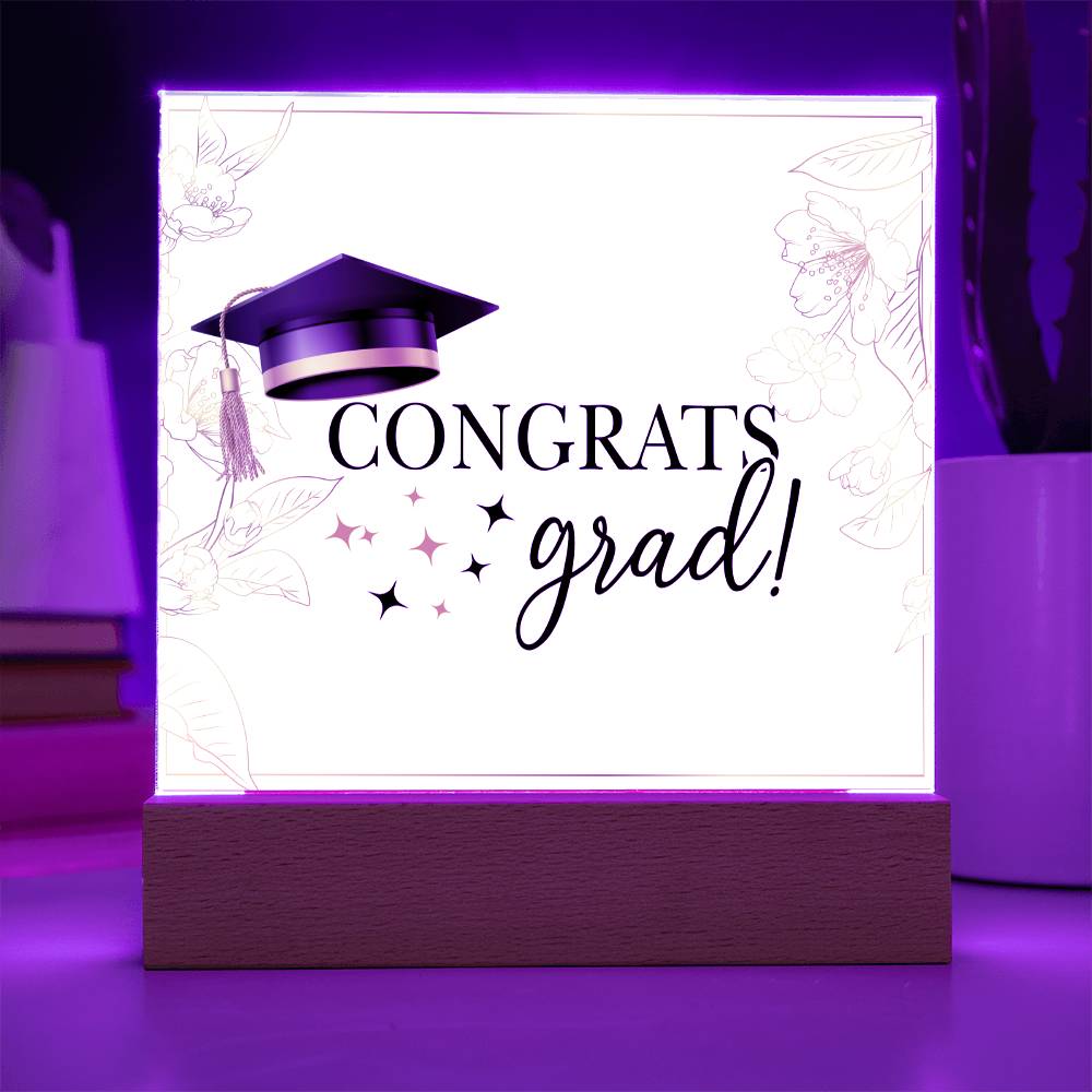 Congrats Grad Printed Square Shaped Acrylic Plaque-Express Your Love Gifts