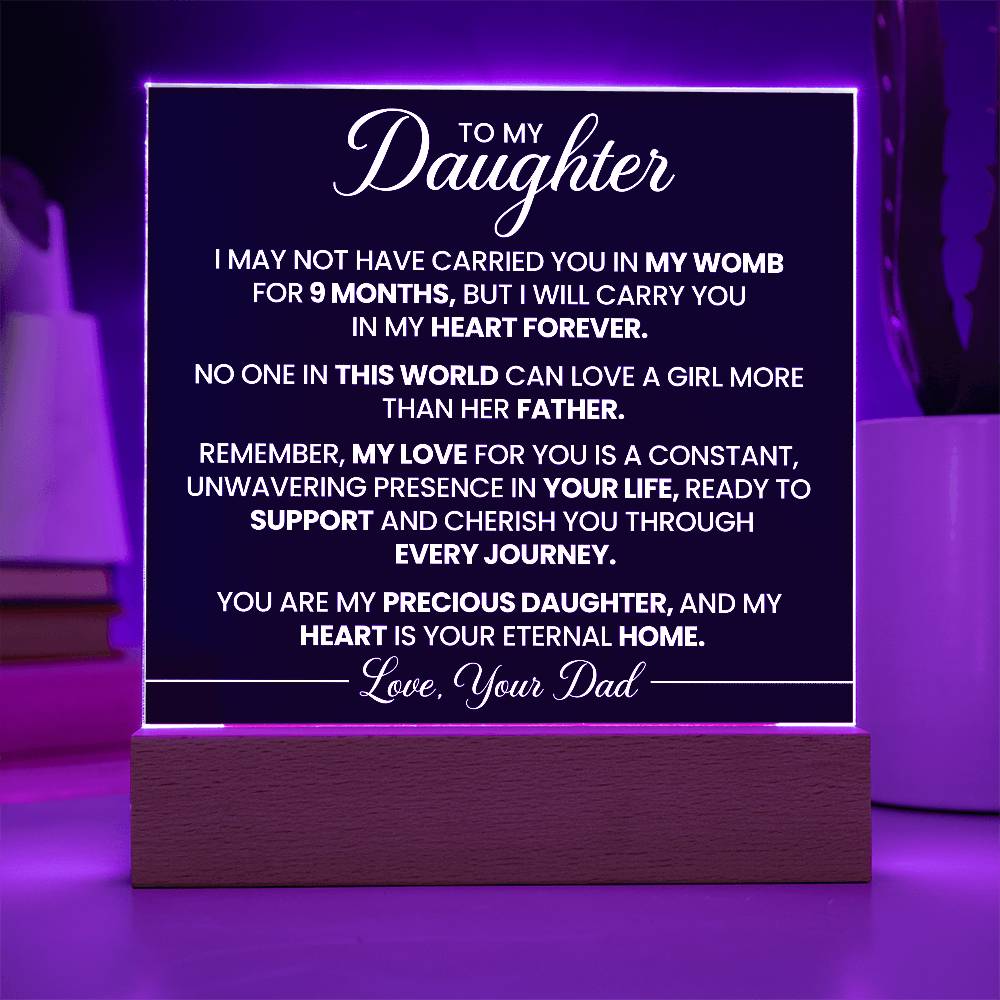 To Daughter From Dad In My Heart Forever Printed Square Shaped Acrylic Plaque-Express Your Love Gifts