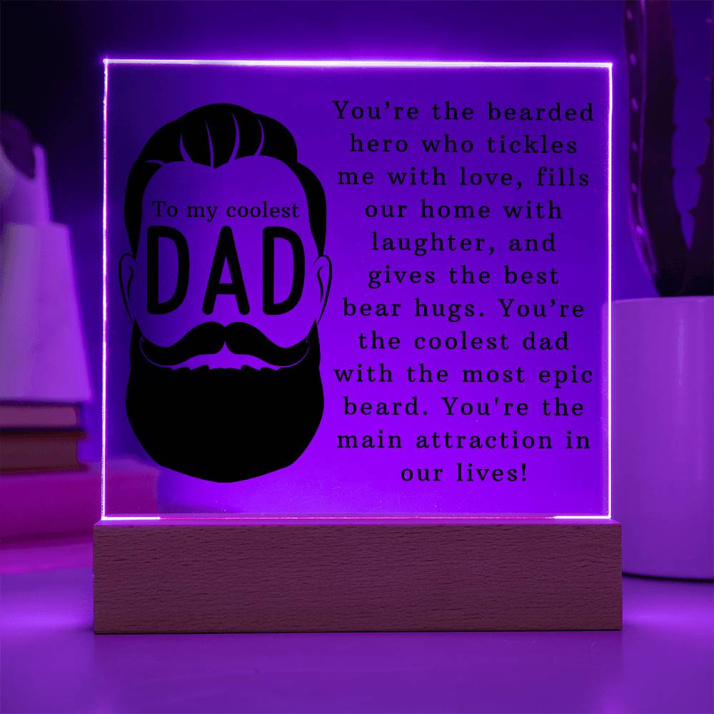 To the Coolest Dad Printed Square Shaped Acrylic Plaque-Express Your Love Gifts
