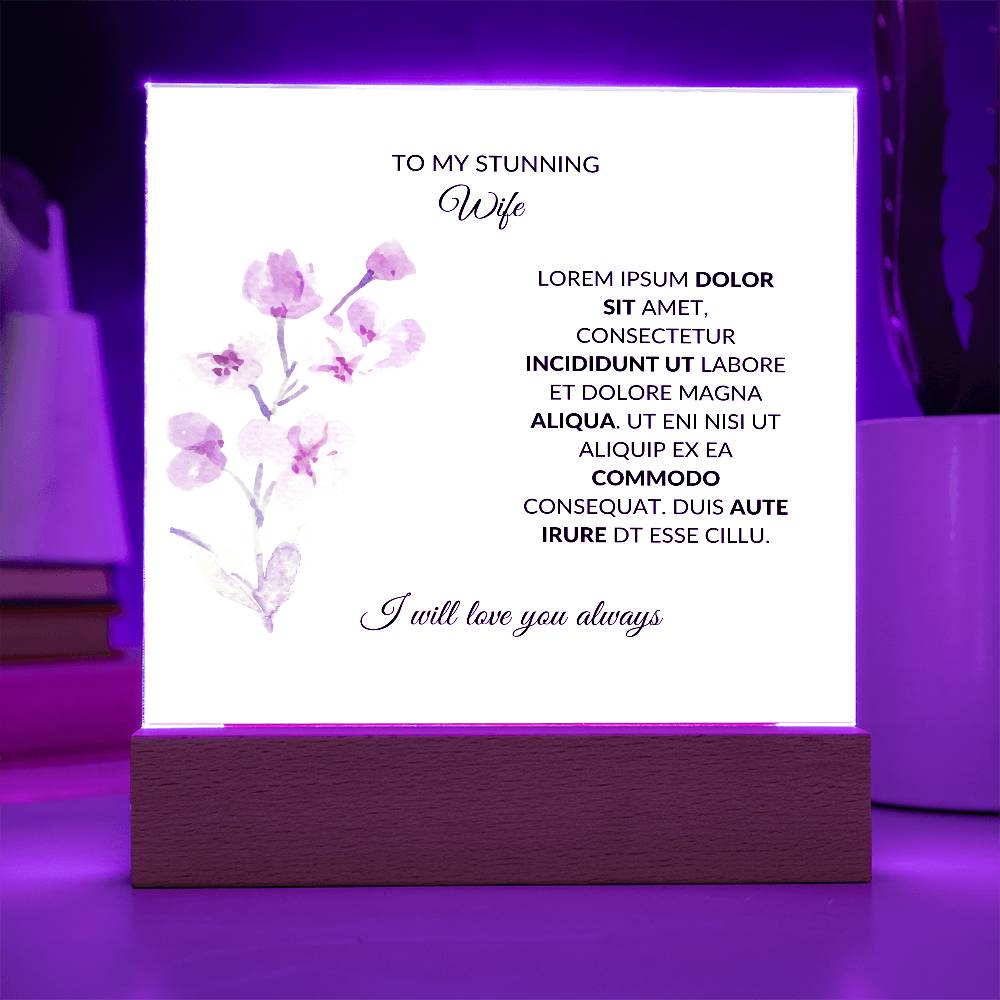 To My Stunning Wife Lorem Ipsum Dolor Printed Square Shaped Acrylic Plaque-Express Your Love Gifts