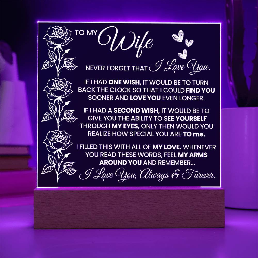 To My Wife Never Forget Printed Square Shaped Acrylic Plaque-Express Your Love Gifts