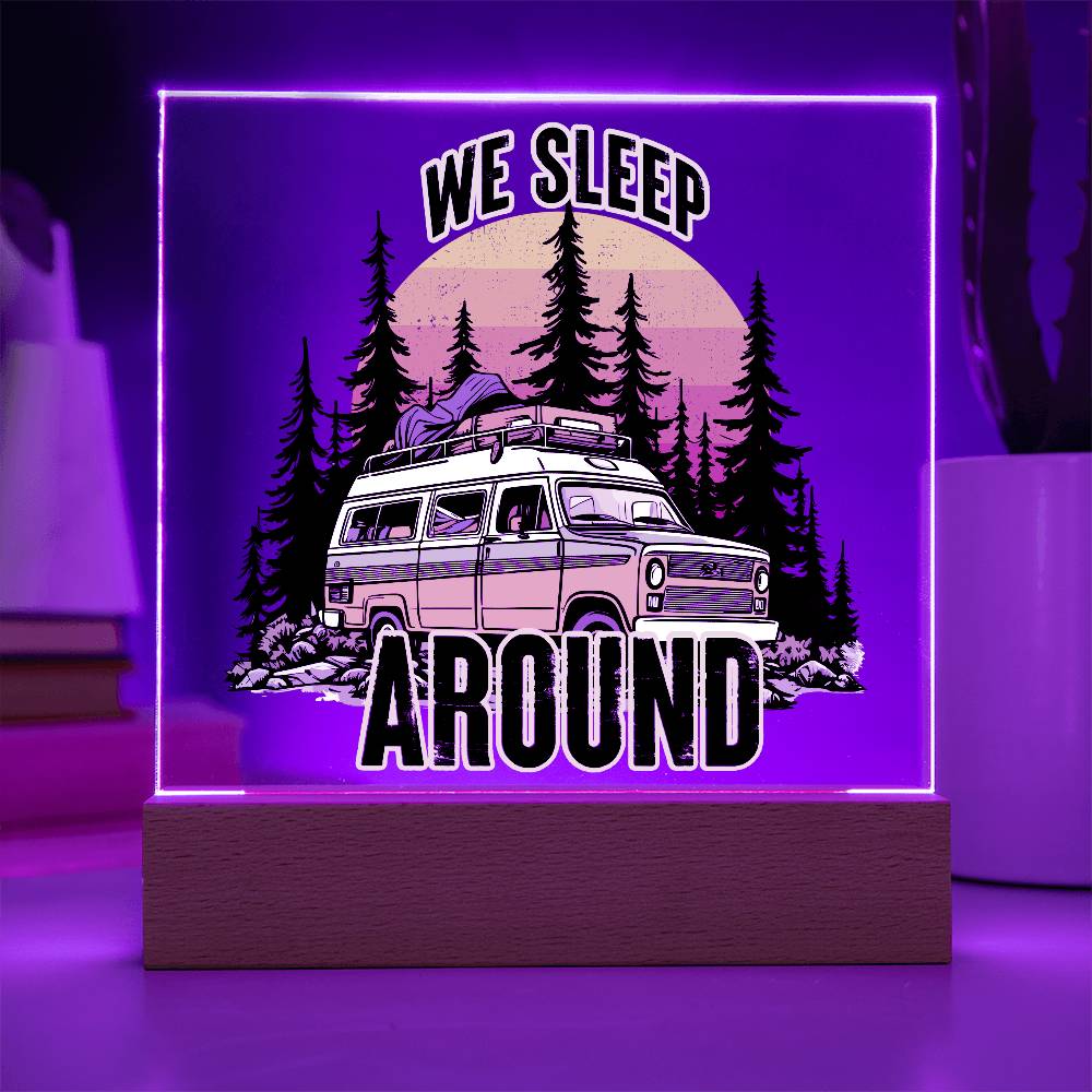 Camping Around Printed Square Shaped Acrylic Plaque-Express Your Love Gifts