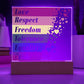 LGBTQLove Respect Fre Printed Square Shaped Acrylic Plaque edom Tolerance Equality Pride-Express Your Love Gifts