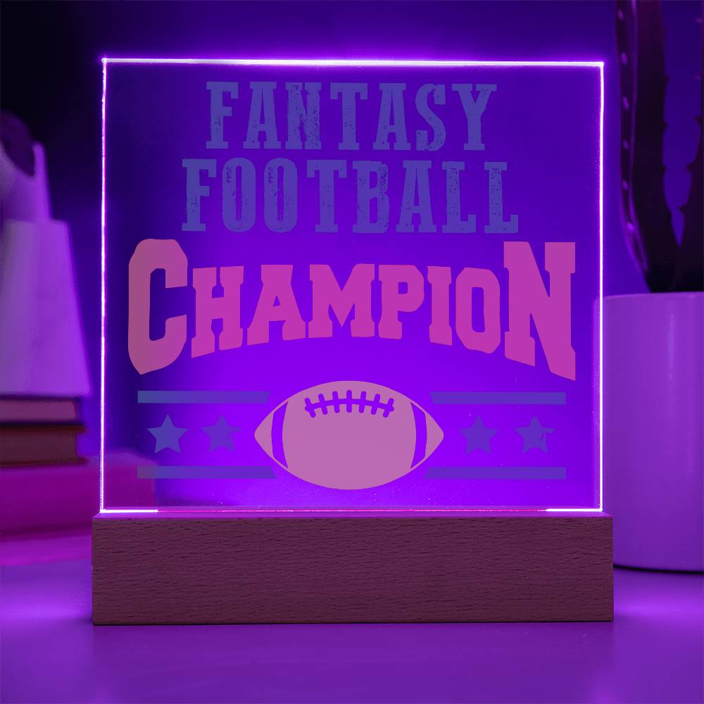 Fantasy Football Champion Printed Square Shaped Acrylic Plaque-Express Your Love Gifts