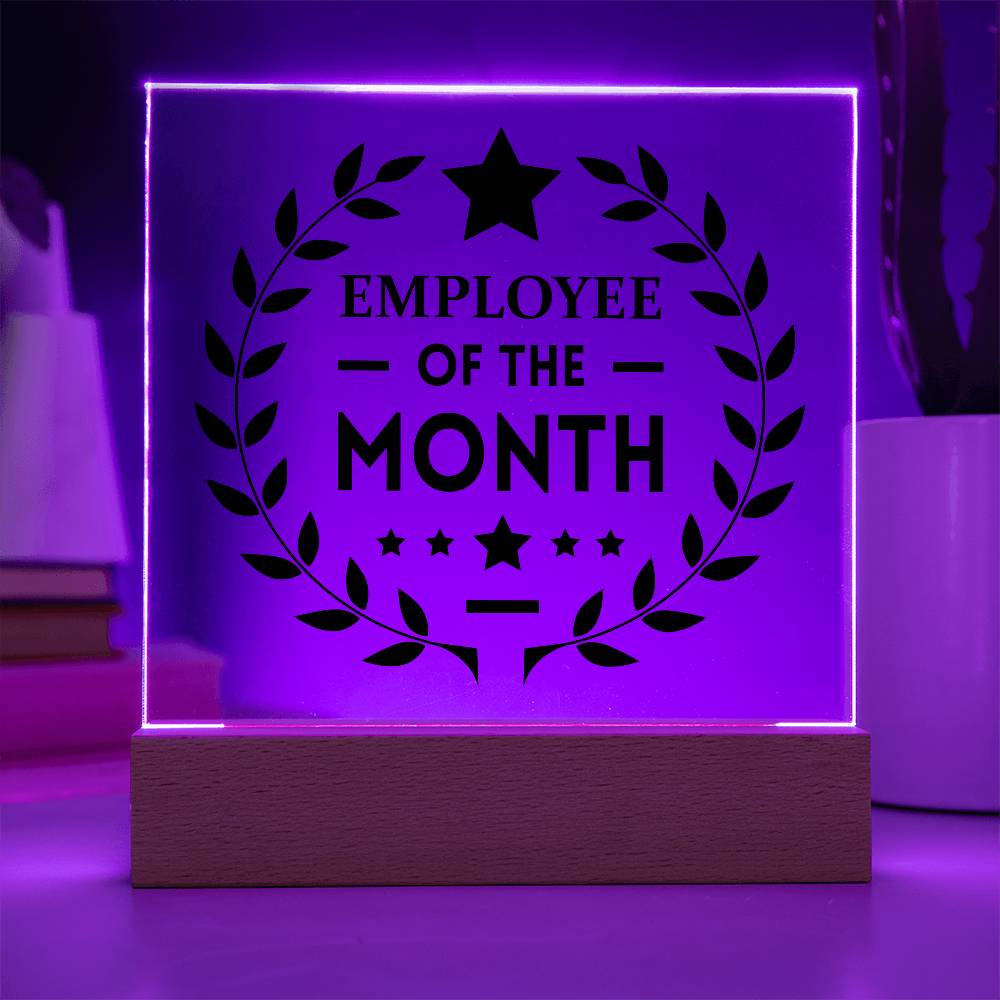 Employee Of The Month Printed Square Shaped Acrylic Plaque-Express Your Love Gifts
