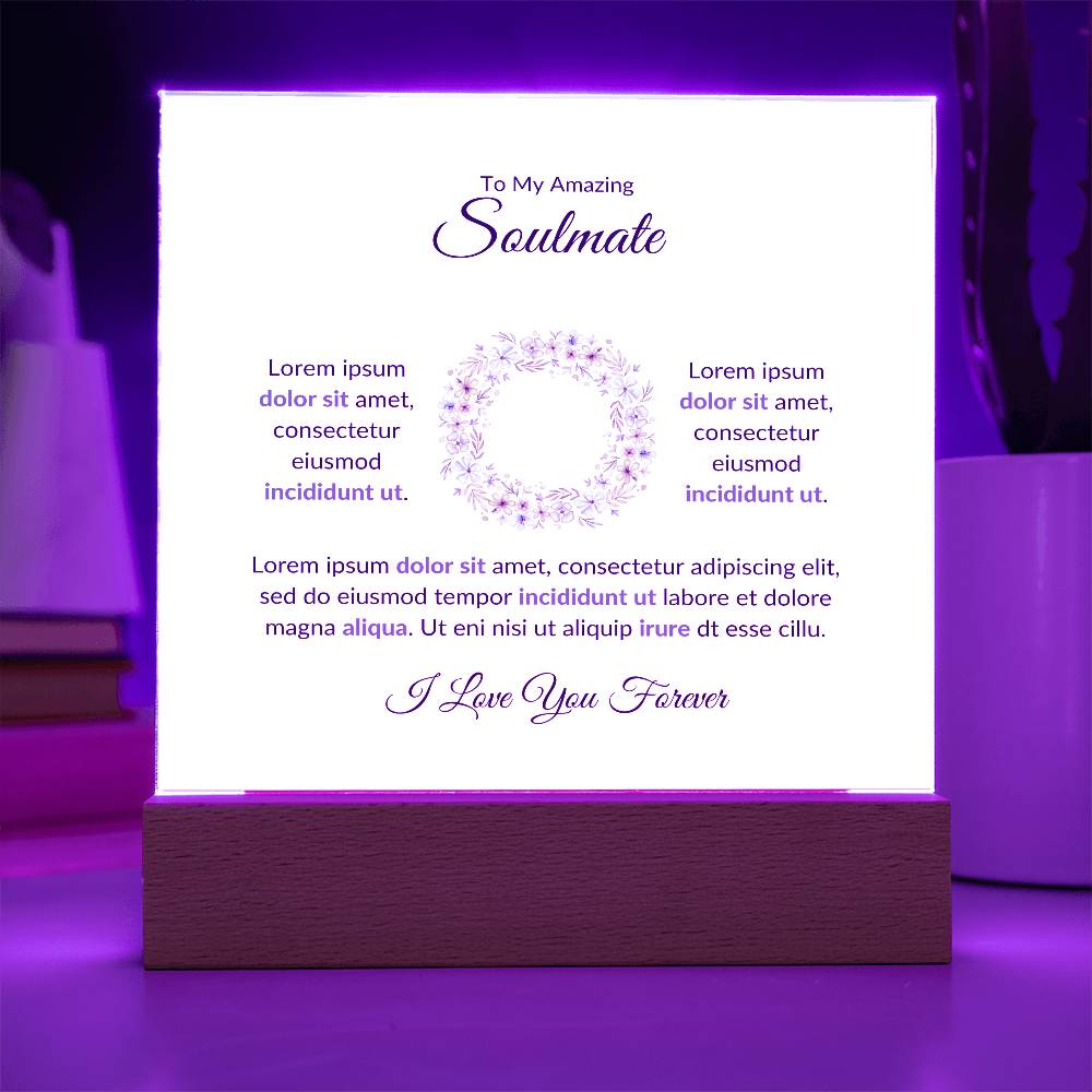 To My Soulmate Magna Aliqua Printed Square Shaped Acrylic Plaque-Express Your Love Gifts