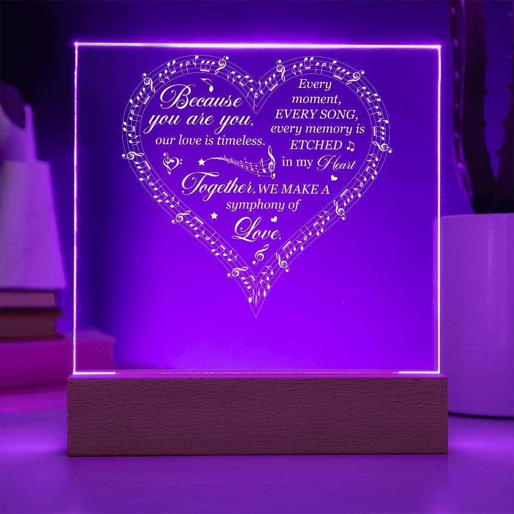 Symphony of Love Printed Square Shaped Acrylic Plaque-Express Your Love Gifts