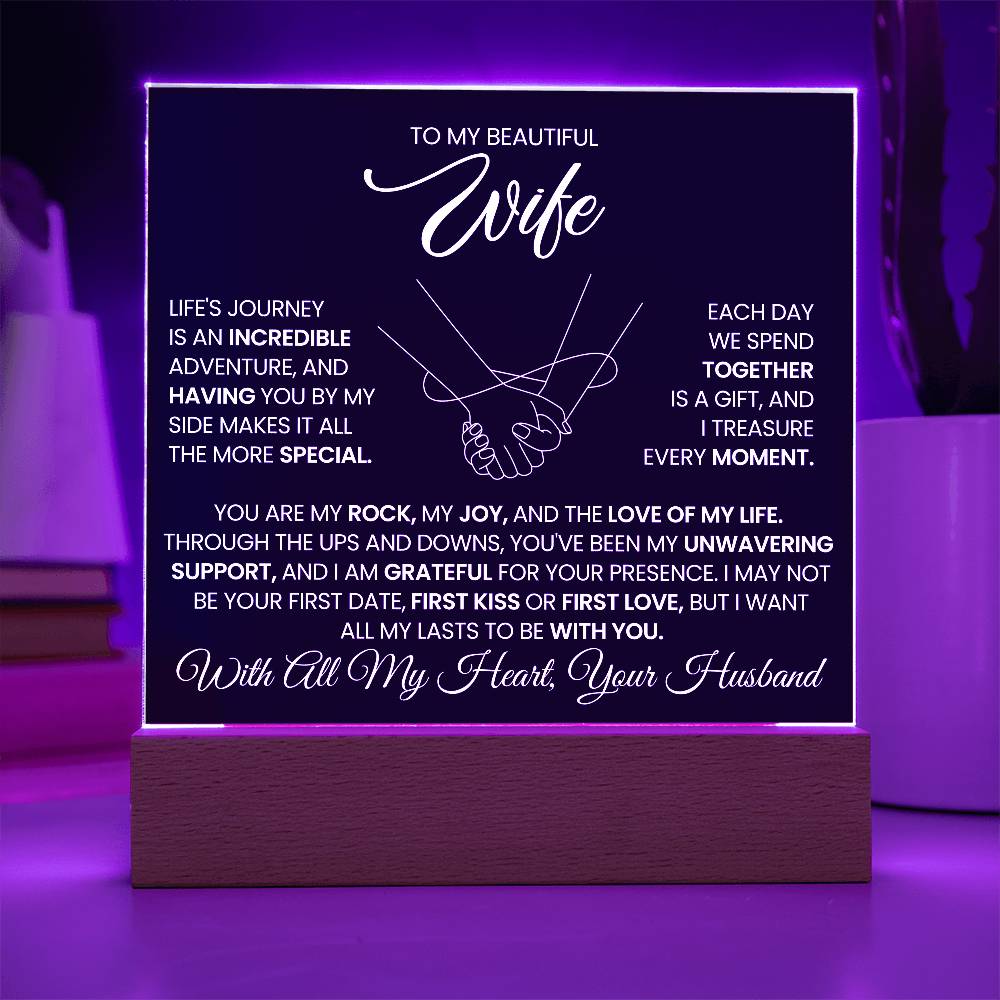 To My Wife You Are My Rock Printed Square Shaped Acrylic Plaque-Express Your Love Gifts