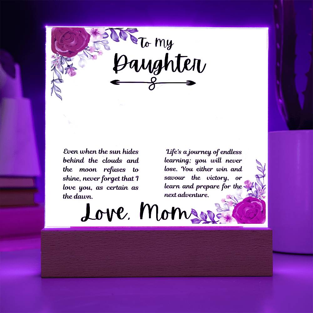 To Daughter From Mom Life's a Journey Printed Square Shaped Acrylic Plaque-Express Your Love Gifts
