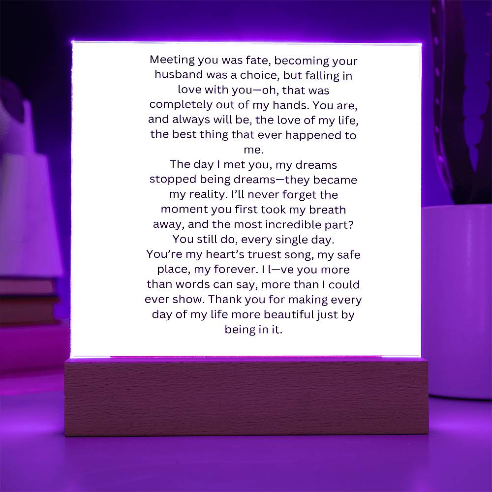 To My Wife Meeting You Was Fate Printed Square Shaped Acrylic Plaque-Express Your Love Gifts