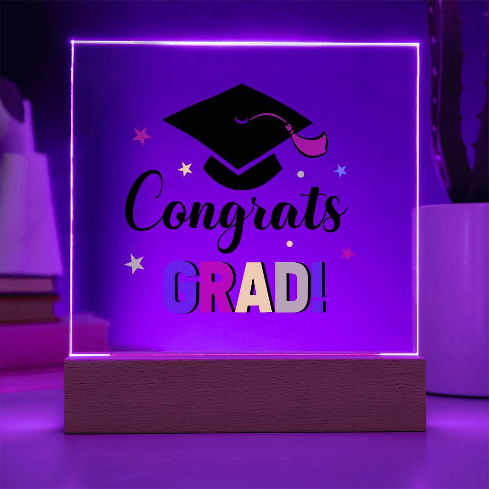 Congrats Grad! Printed Square Shaped Acrylic Plaque-Express Your Love Gifts