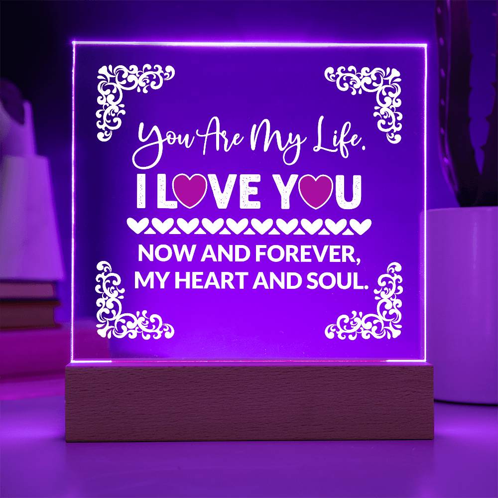 You Are My Life Printed Square Shaped Acrylic Plaque-Express Your Love Gifts
