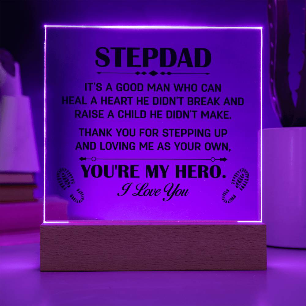 Stepdad A Good Man Printed Square Shaped Acrylic Plaque-Express Your Love Gifts