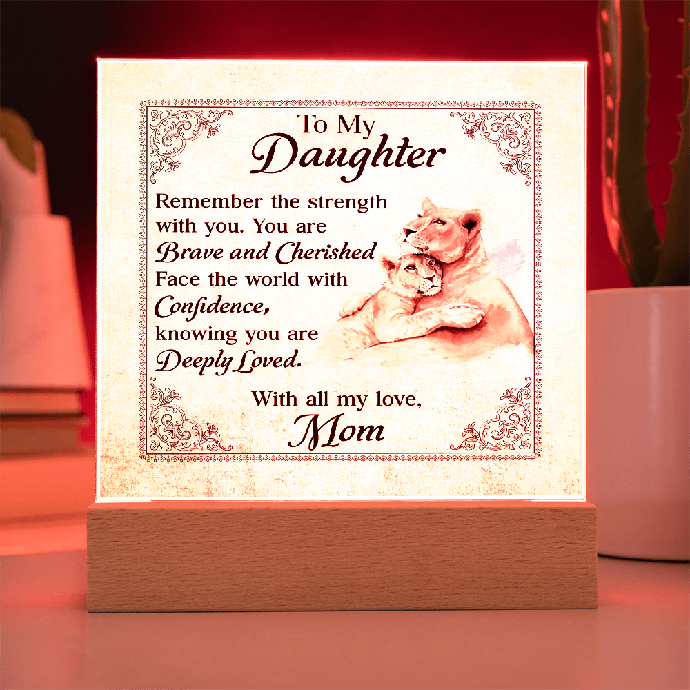 To My Daughter From Mom Deeply Loved Printed Square Shaped Acrylic Plaque-Express Your Love Gifts
